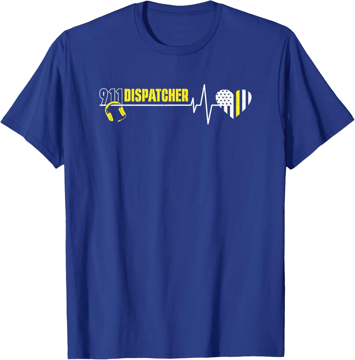 911 Dispatcher Heartbeat Dispatch Operator 911 Dispatcher T-Shirt - T-Shirt | Royal