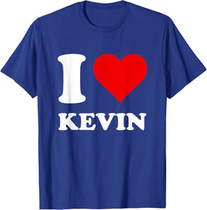 Red Heart I Love Kevin T-Shirt - T-Shirt | Royal