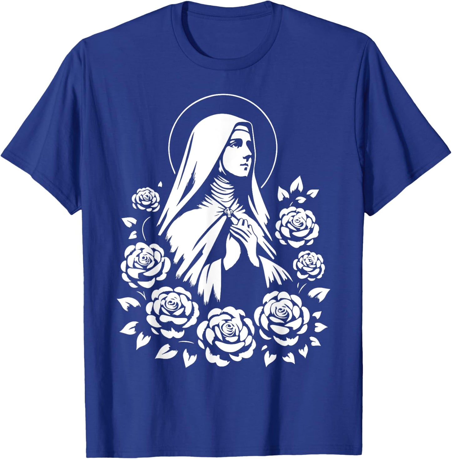 St Therese of Lisieux Little Flower Saint Roses Catholic Art T-Shirt - T-Shirt | Royal