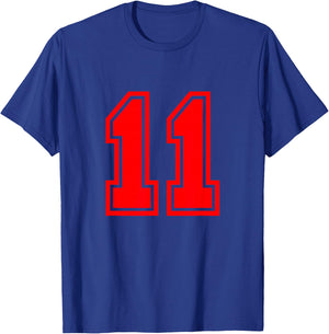 Number #11 Red Varsity Favorite Number T-Shirt - T-Shirt | Royal