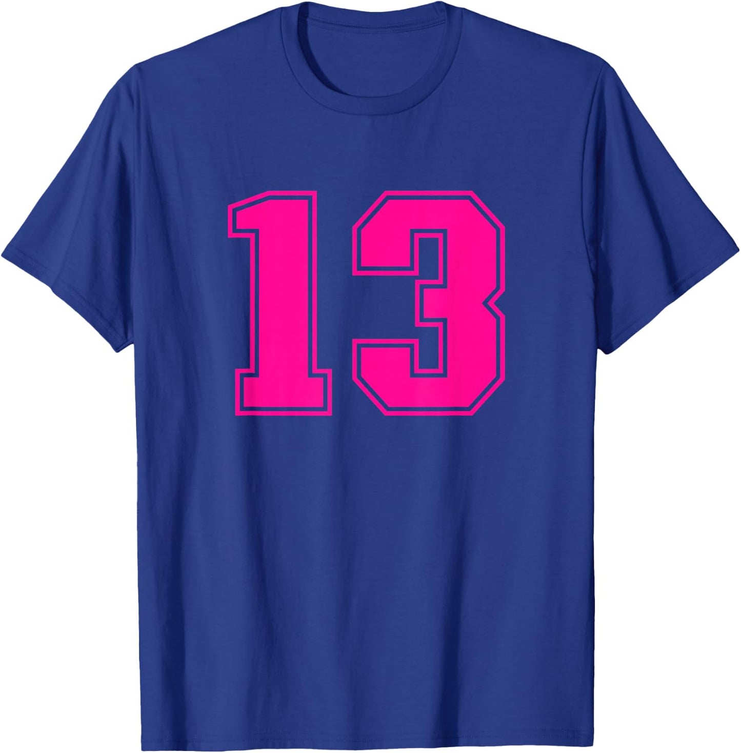 Number #13 Sport Pink Varsity Number T-Shirt - T-Shirt | Royal