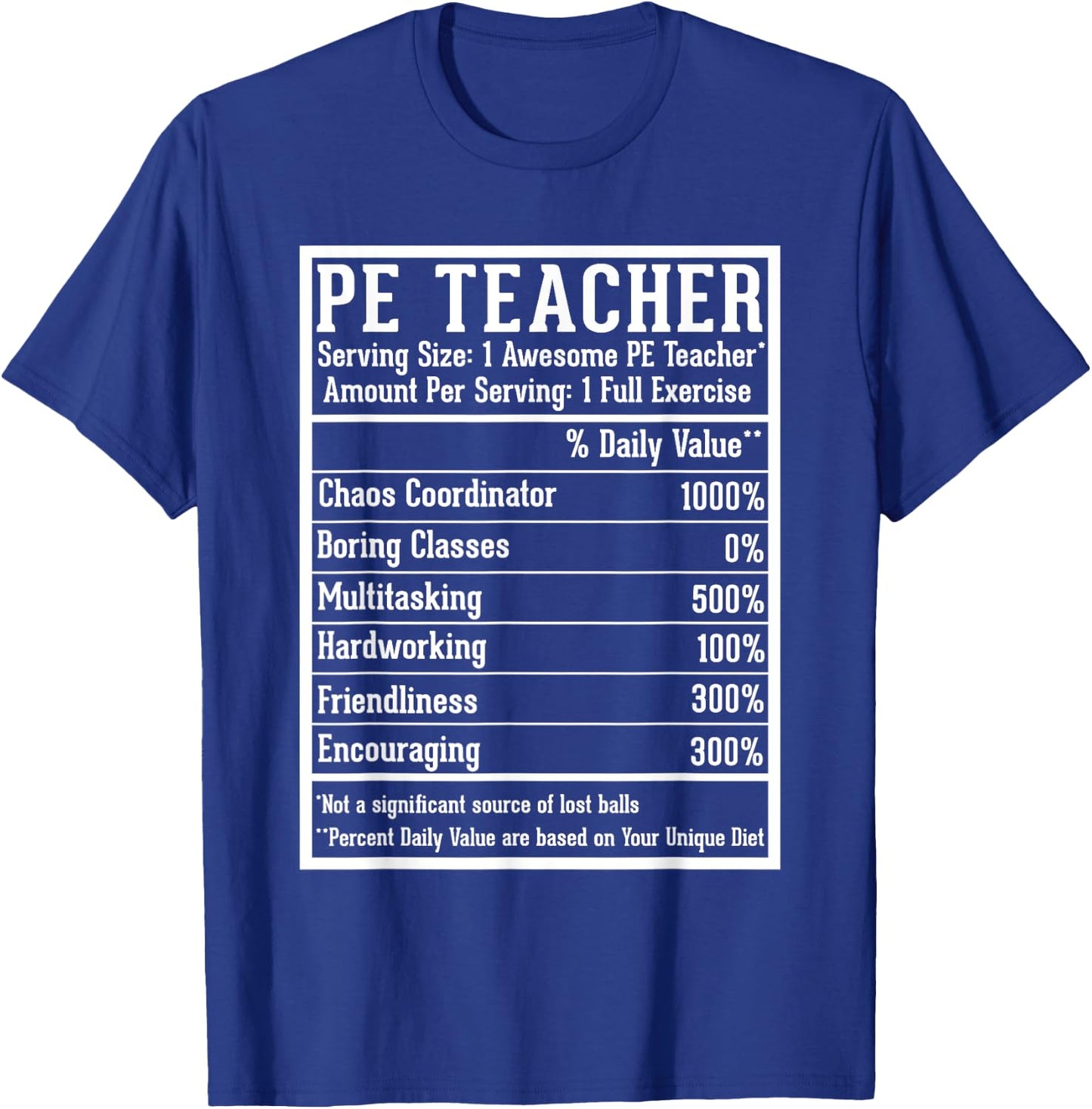 PE Teacher Appreciation Back to School First Day PE Teacher - -Adults, Black, Small T-Shirt - T-Shirt | Royal