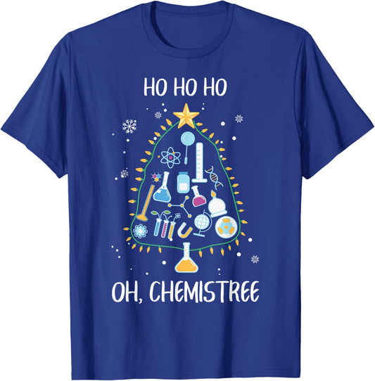 Oh Chemistree Science Christmas Chemist Tree Chemistry T-Shirt - T-Shirt | Royal