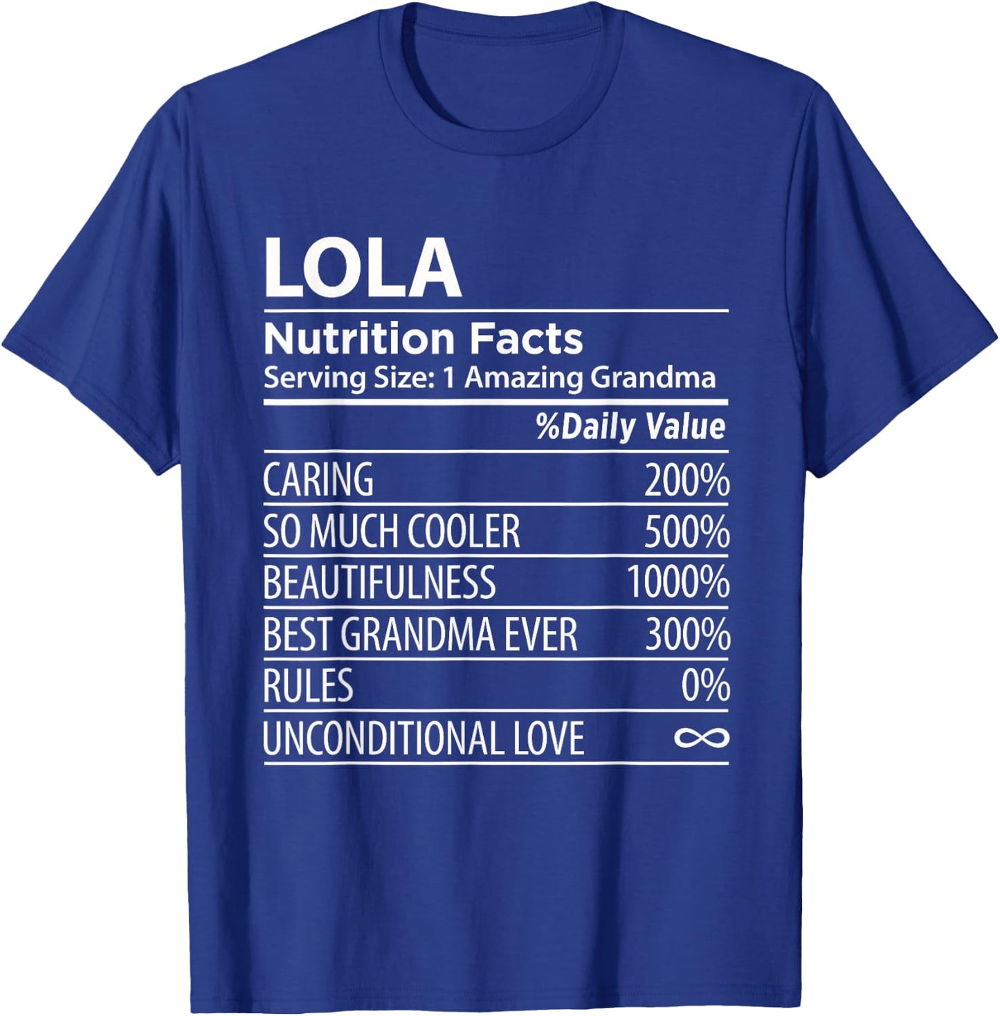 Lola Nutrition Facts | Funny Filipino Grandma T-Shirt - T-Shirt | Royal
