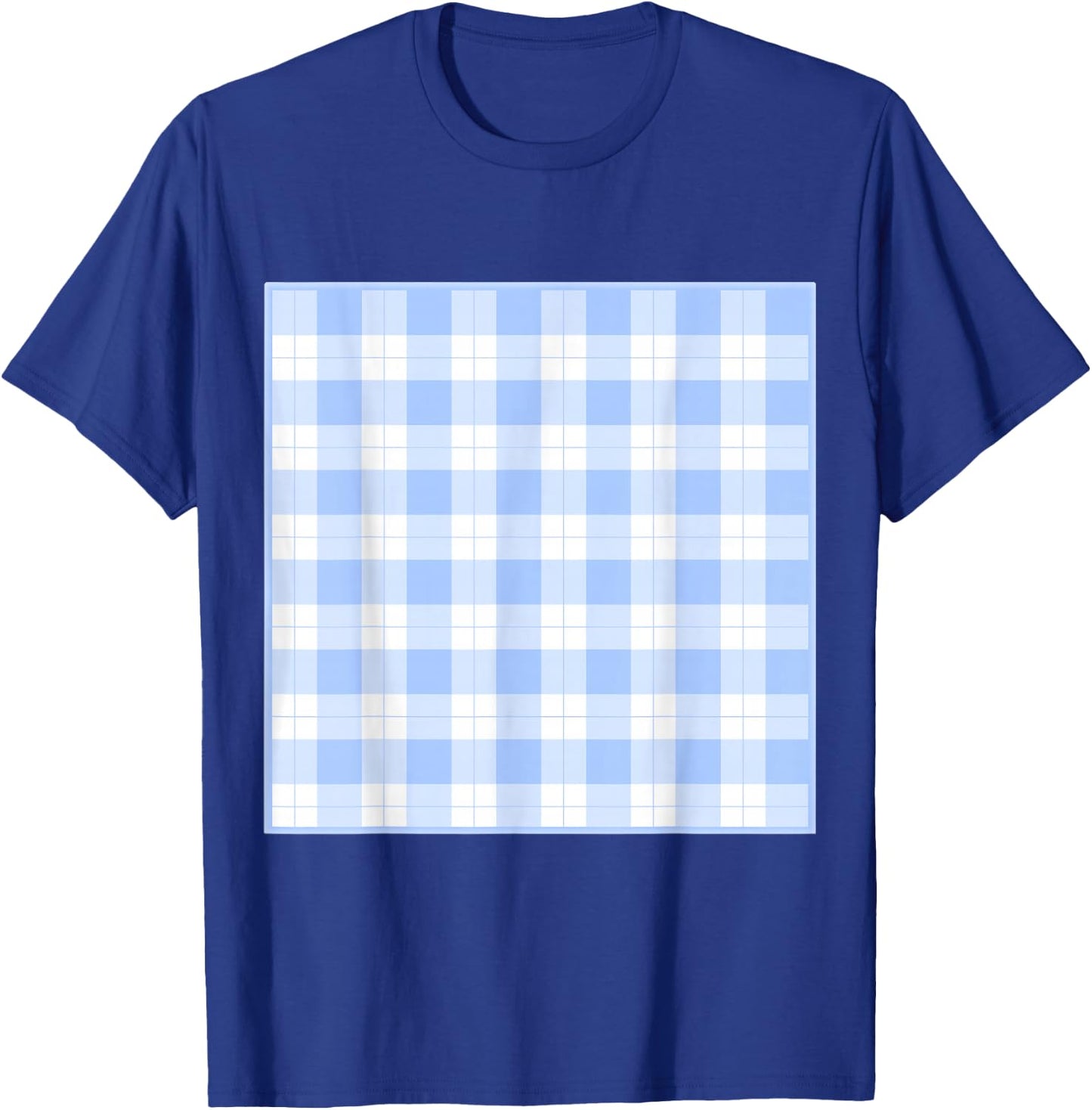 Blue Checkerboard Gingham Patten T-Shirt - T-Shirt | Royal