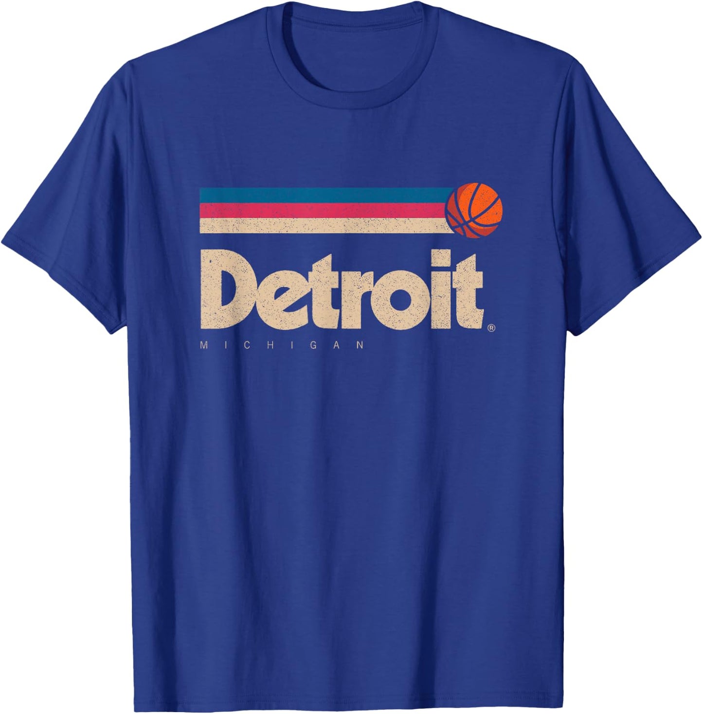 Detroit Basketball B-Ball City Michigan Retro Detroit T-Shirt - T-Shirt | Royal