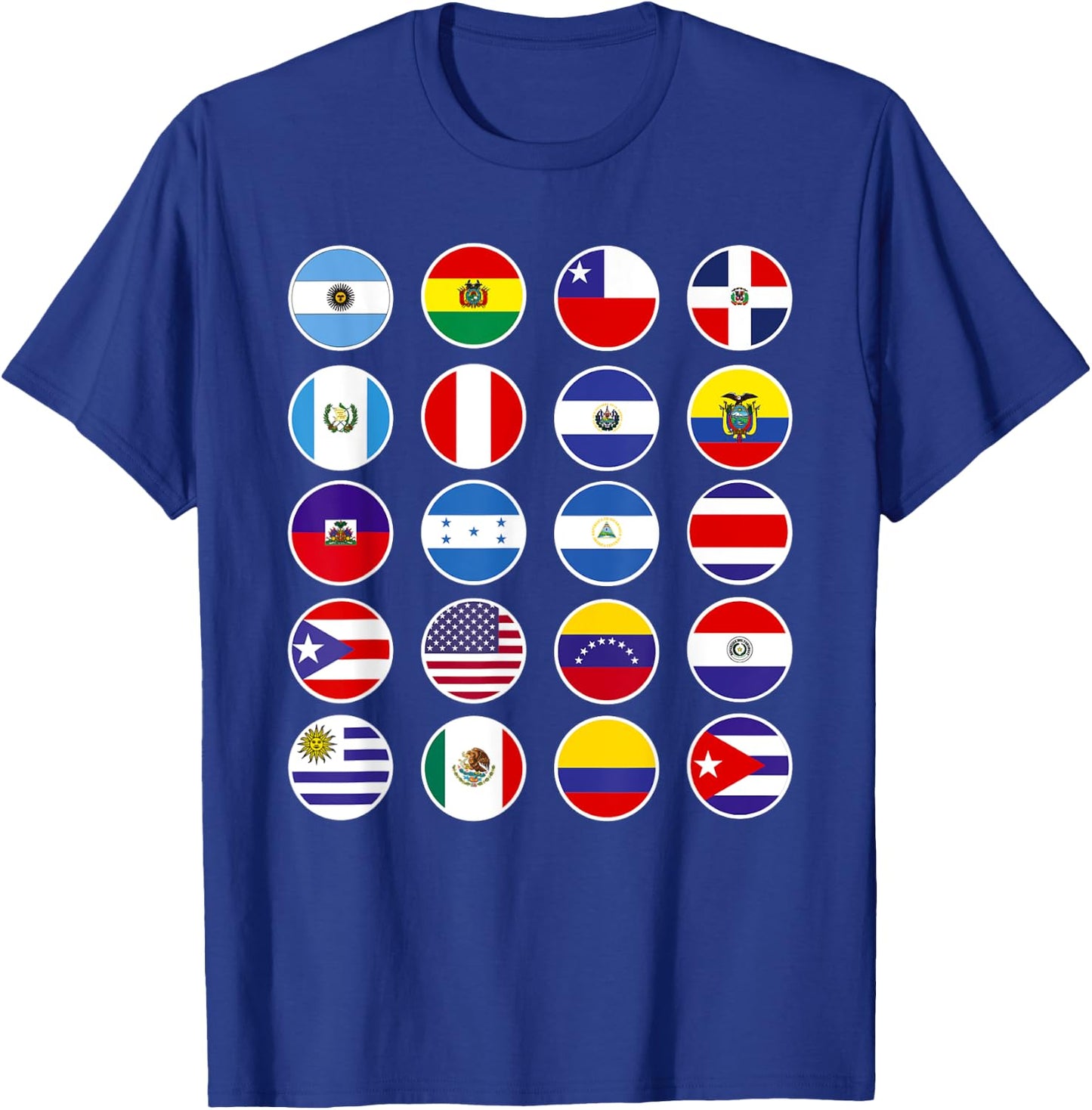 All Latin American Flags Countries Hispanic Heritage Month T-Shirt - T-Shirt | Royal
