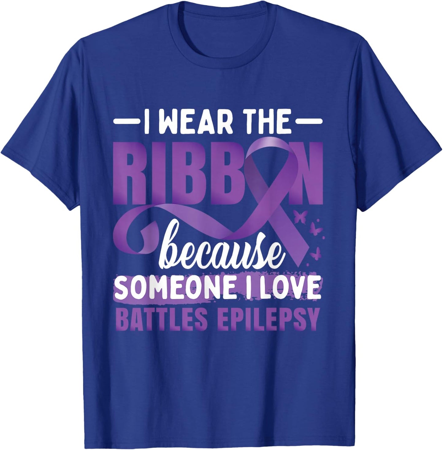 Epilepsy Awareness Purple Ribbon T-Shirt - T-Shirt | Royal