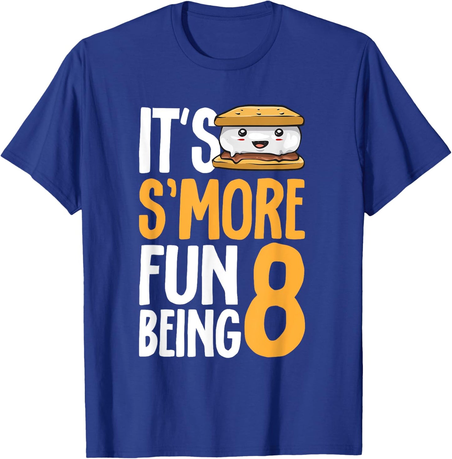 S’more Campfire 8th Birthday Marshmallow Camping Smore T-Shirt - T-Shirt | Royal
