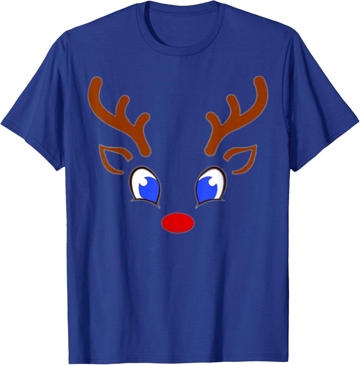Funny Christmas Red Nose Reindeer Antlers With Cute Red Nose T-Shirt - T-Shirt | Royal