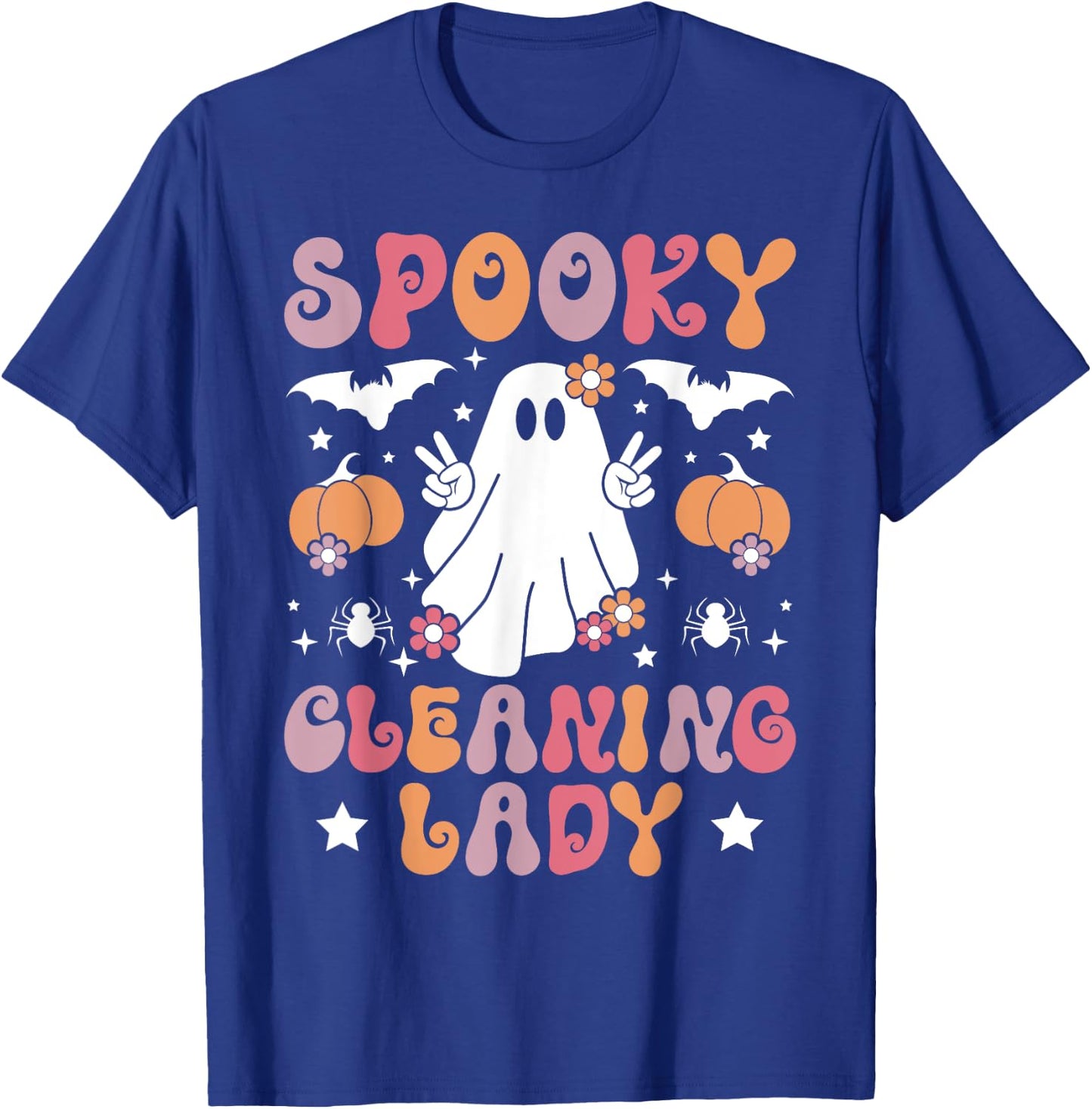 Spooky Cleaning Lady Halloween Housekeeping Cleaner T-Shirt - T-Shirt | Royal