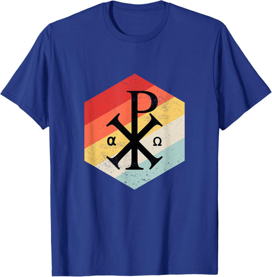 Chi Rho Symbol Motif Jesus Constantine Cross Christian T-Shirt - T-Shirt | Royal