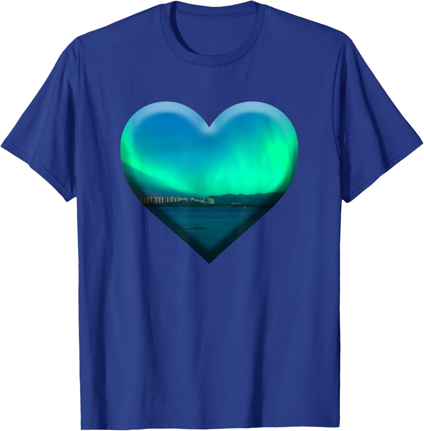 Northern Light Aurora Borealis Heart Shape Love Nature Sky T-Shirt - T-Shirt | Royal