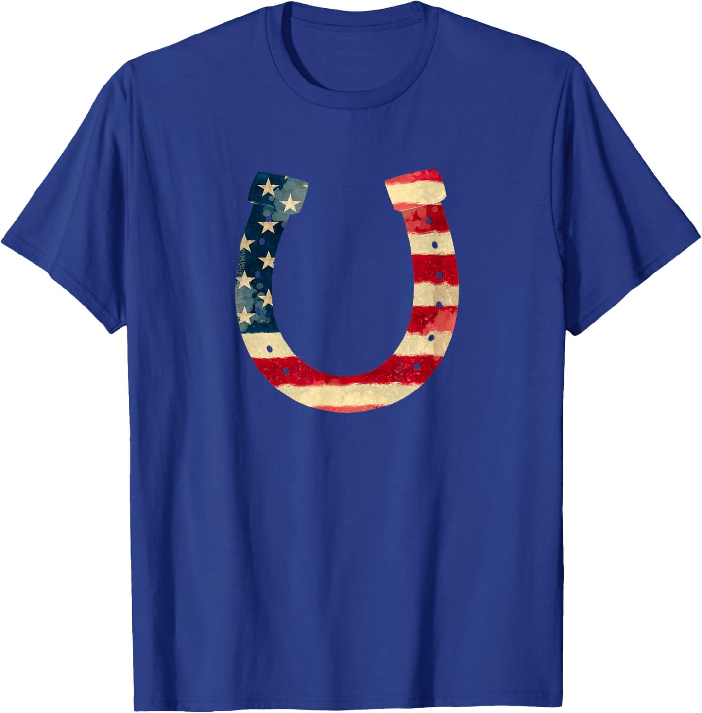 American Flag 4th July Horseshoe Kids Men T-Shirt - T-Shirt | Royal