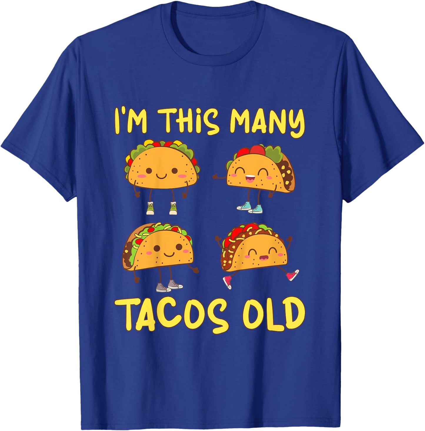 Kids 4 Years Old Boy Tacos Old 4th Birthday Kids T-Shirt - T-Shirt | Royal