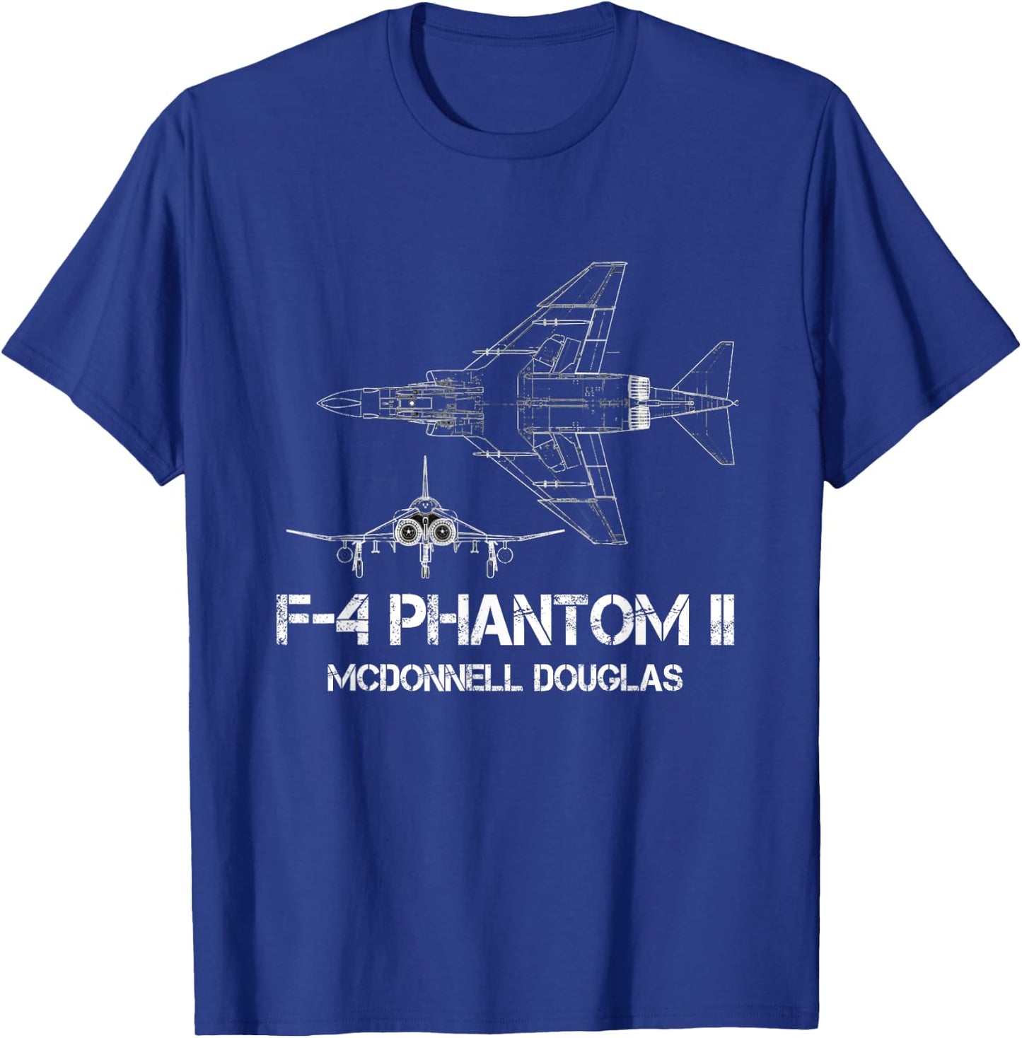 McDonnell Douglas F-4 Phantom II Blueprint Aircraft T-Shirt - T-Shirt | Royal