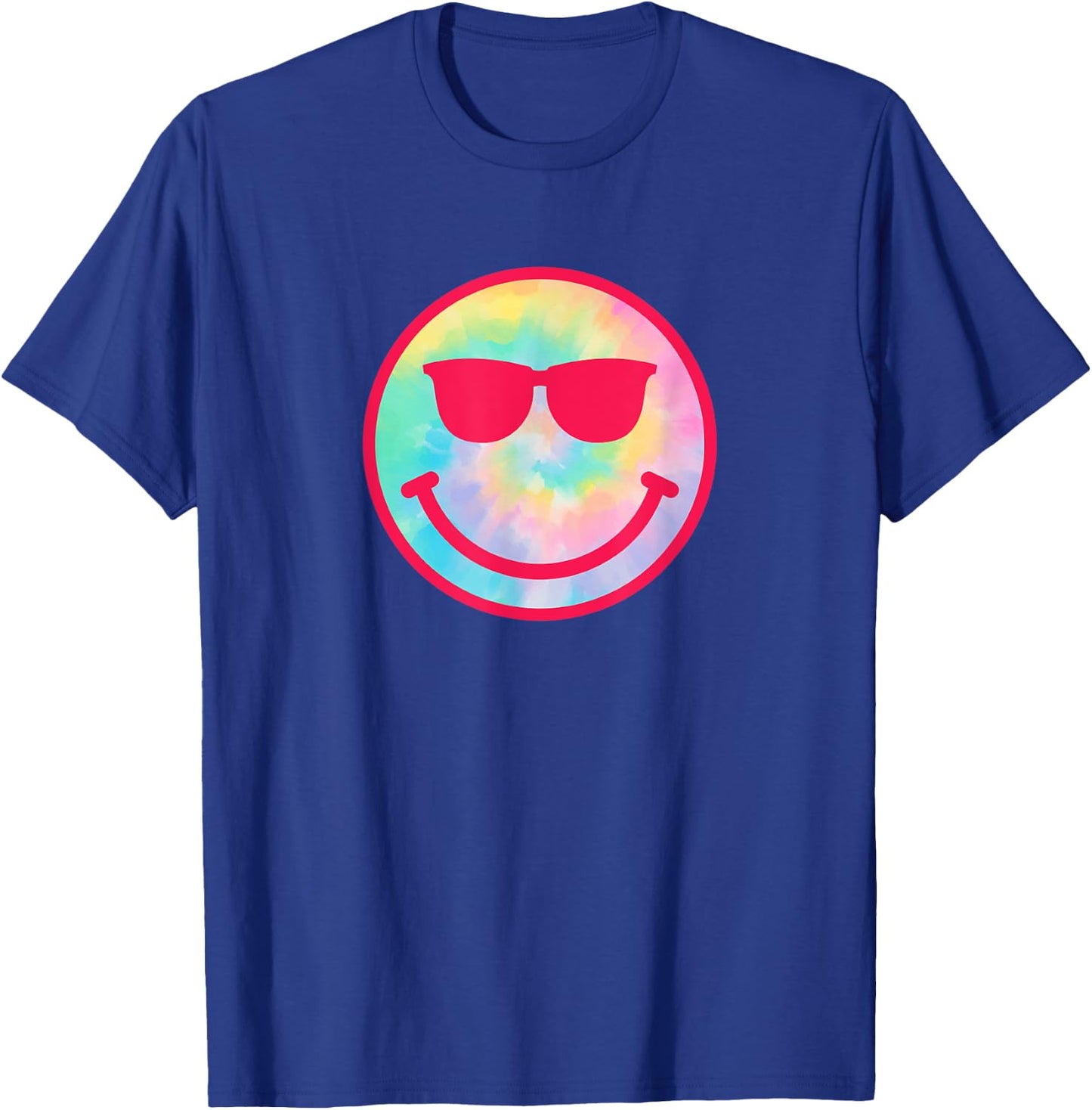 Smiling Emoticon Face Sunglasses Tie Dye Men Women T-Shirt - T-Shirt | Royal