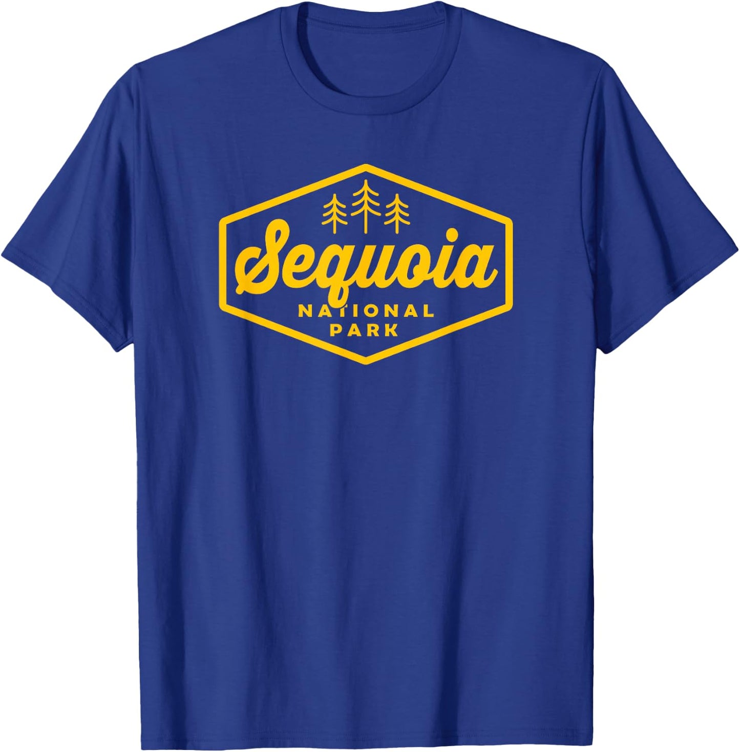 Sequoia National Park Tree Hexagon Badge Camping Hiking T-Shirt - T-Shirt | Royal