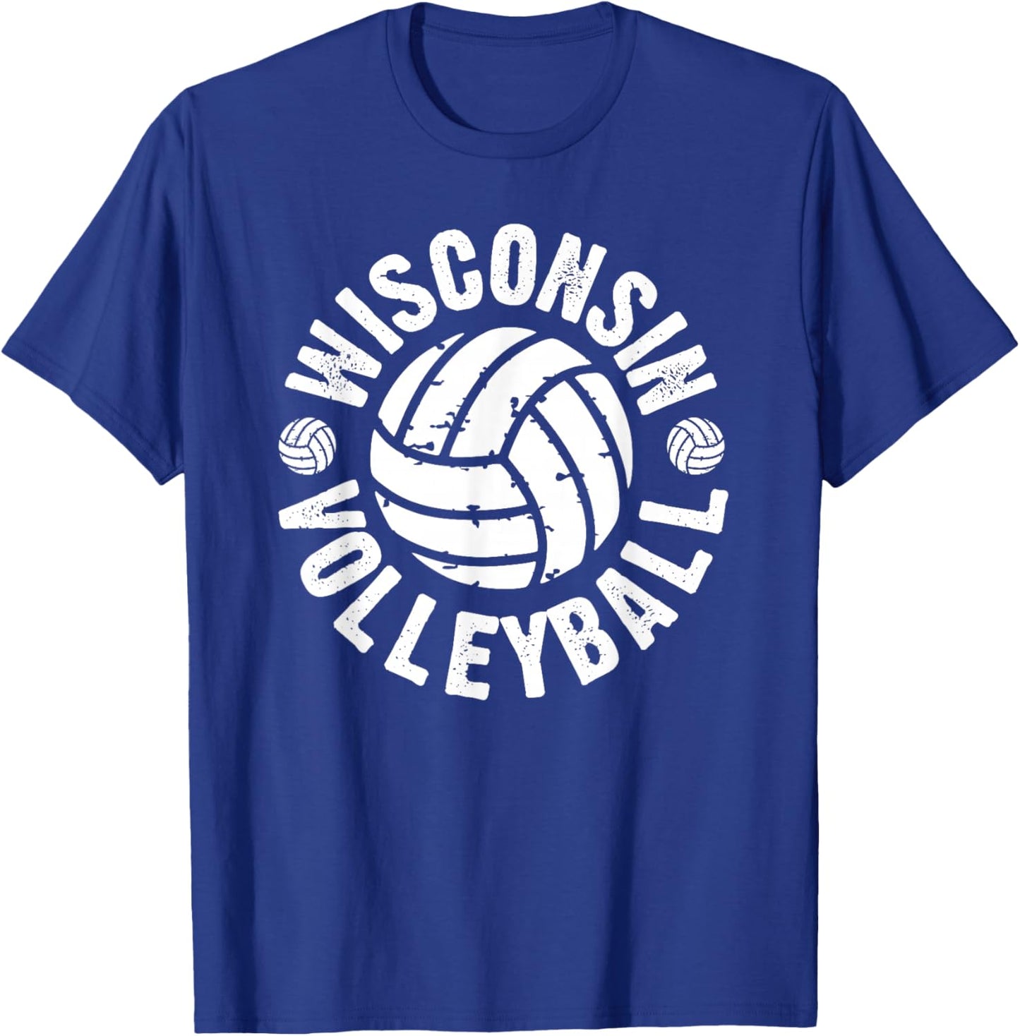 Wisconsin Volleyball Classic Style Vintage Distressed T-Shirt - T-Shirt | Royal