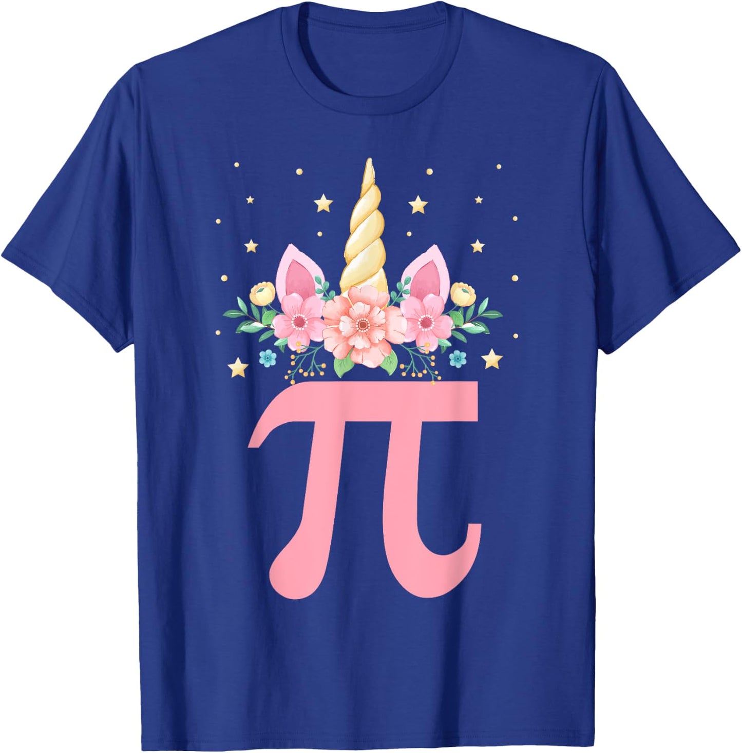 Cute Unicorn Pi day Floral Kids Boys Girls Math Teachers T-Shirt - T-Shirt | Royal