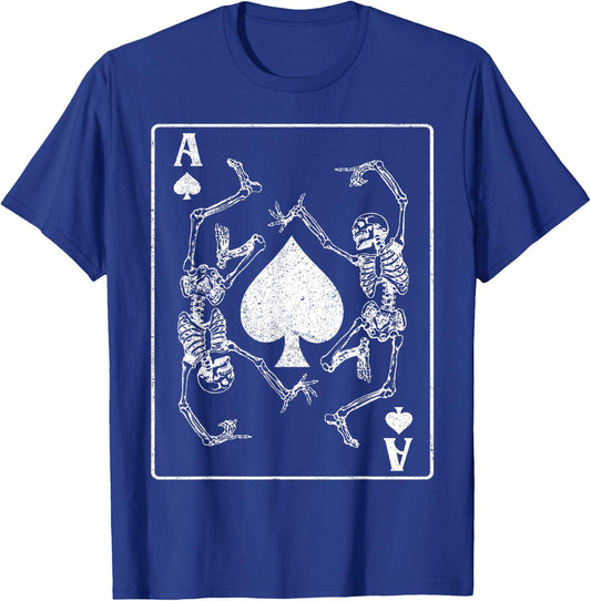 Goth Punk Ace Of Spades Card Shark Gambler Skeleton Vintage T-Shirt - T-Shirt | Royal