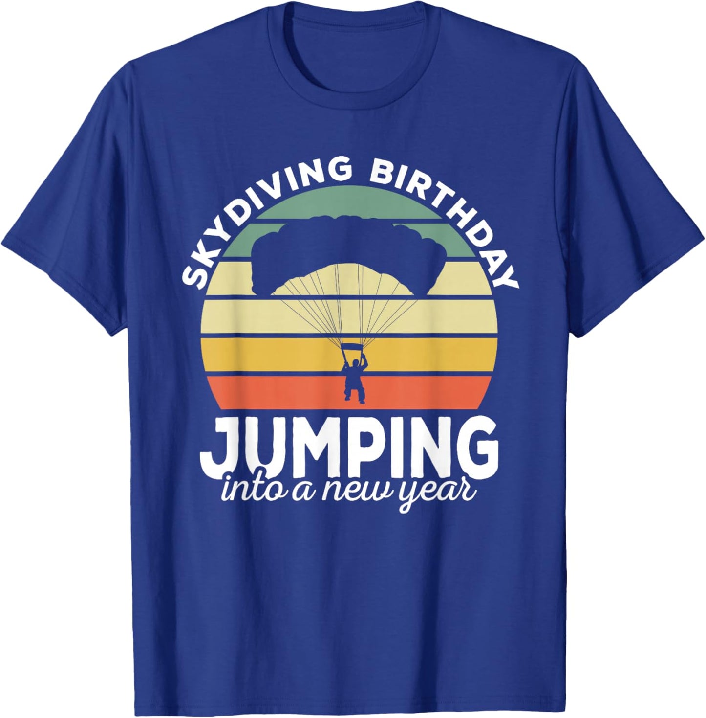 Funny Skydiver Retro Designs Skydiving Birthday Parachuting Vintage Black -Adults T-Shirt - T-Shirt | Royal