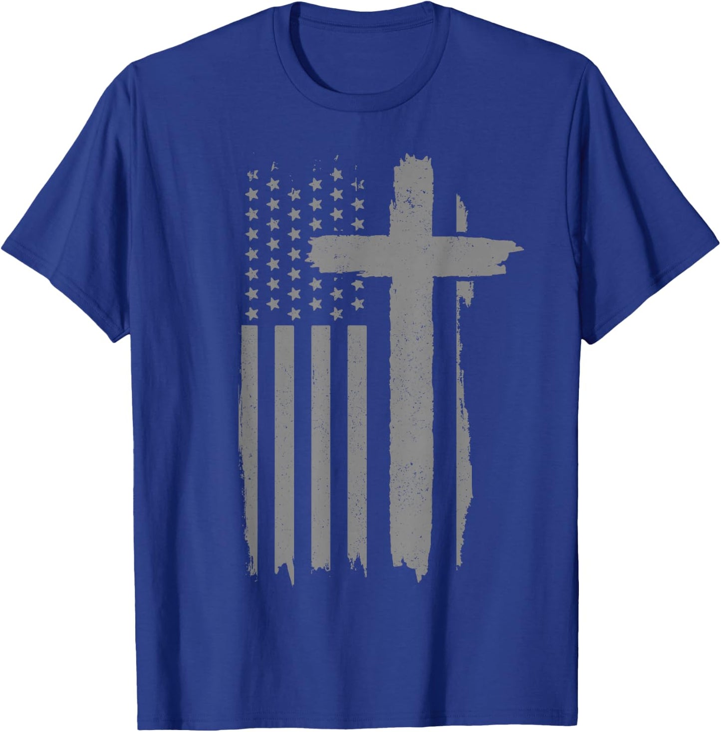 Patriotic Christian American Flag Cross Jesus Religious T-Shirt - T-Shirt | Royal