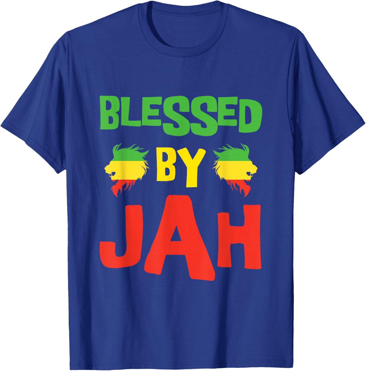 Rasta Clothing Men's Reggae Lion Dreadlocks Men's T-Shirt - T-Shirt | Royal