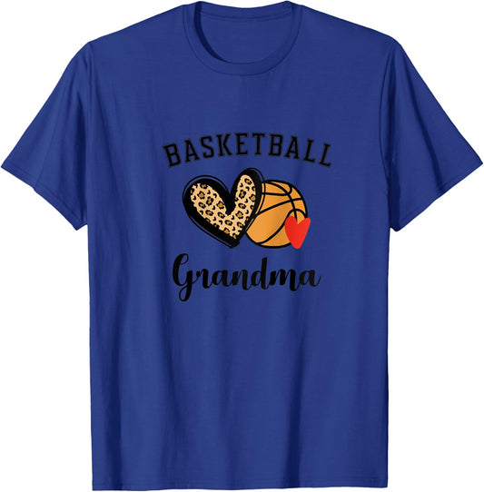 Basketball Grandma Leopard Heart Grandmother Raglan Baseball T-Shirt - T-Shirt | Royal