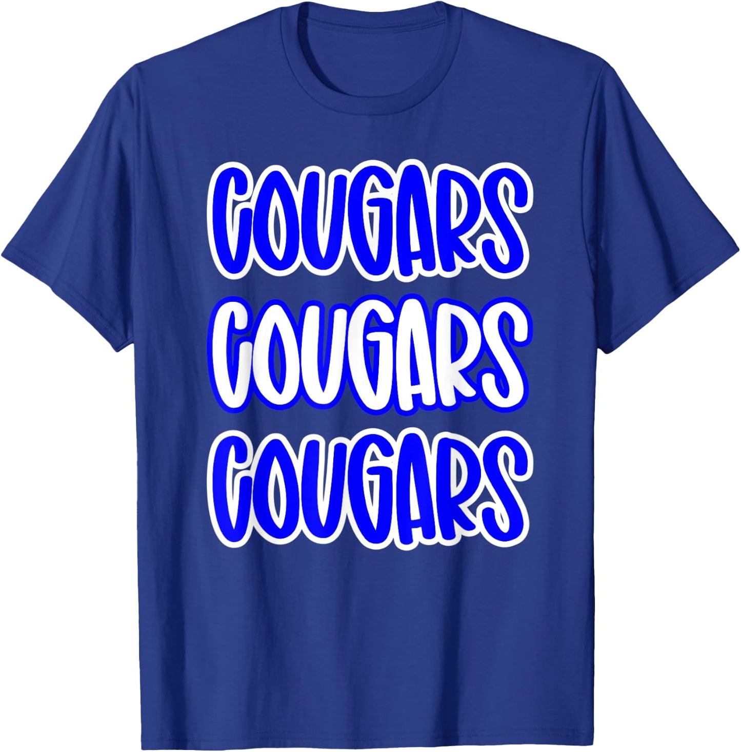 Cougars Repeating School Spirit Blue White T-Shirt - T-Shirt | Royal
