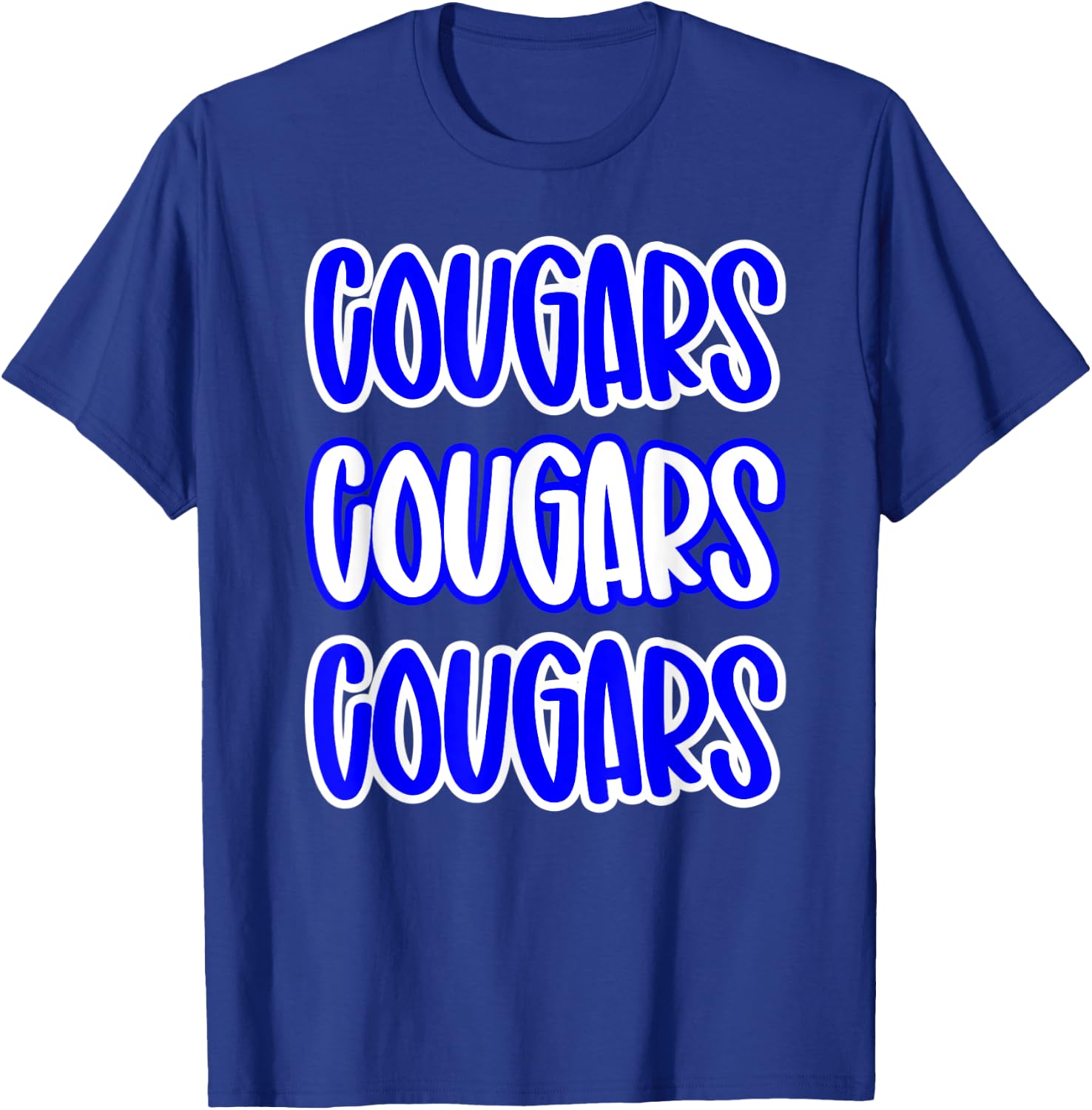 Cougars Repeating School Spirit Blue White T-Shirt - T-Shirt | Royal