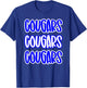 Cougars Repeating School Spirit Blue White T-Shirt - T-Shirt | Royal