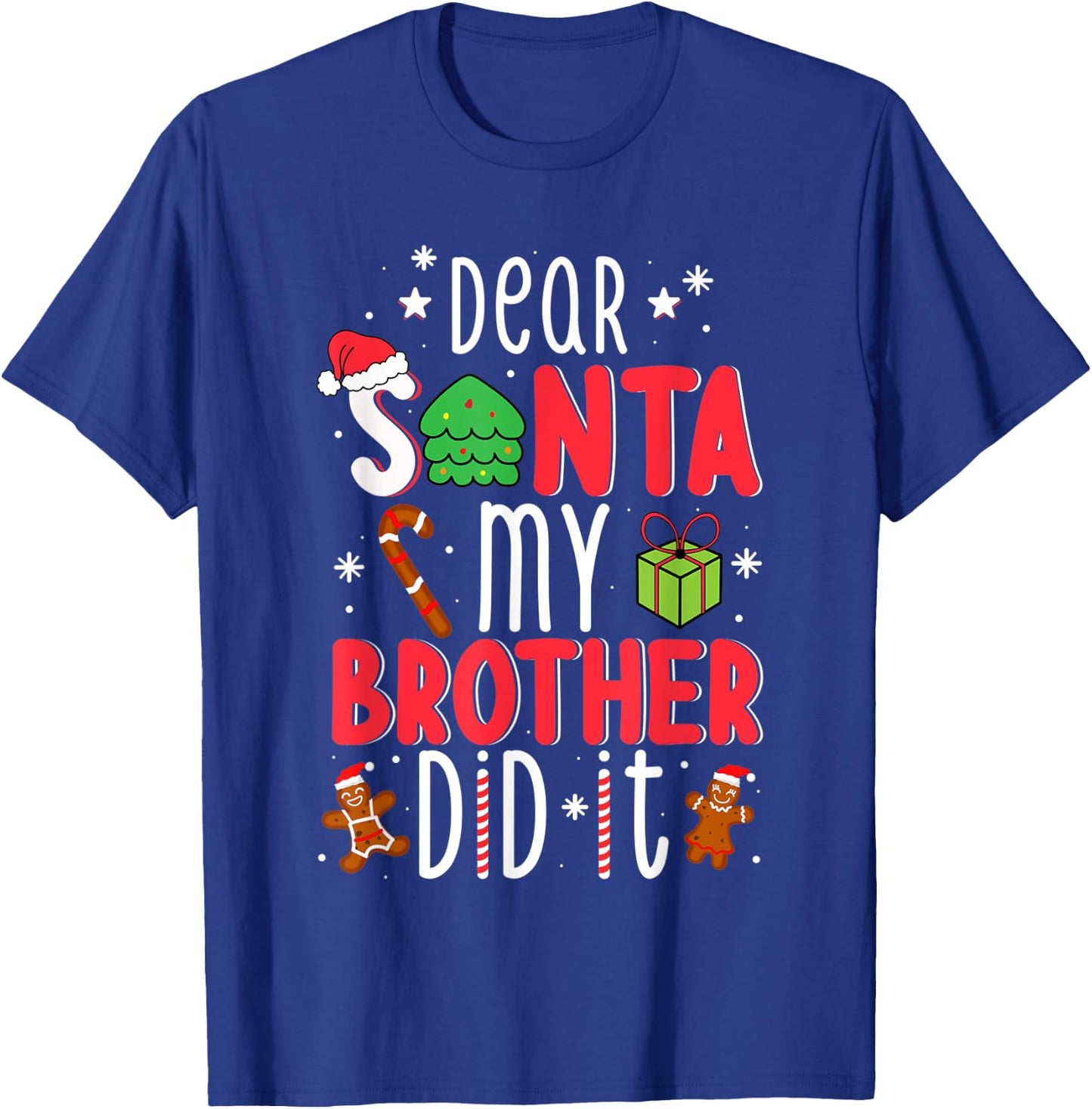 Dear Santa My Brother Did It Christmas Pajama Girl Kids Boys T-Shirt - T-Shirt | Royal
