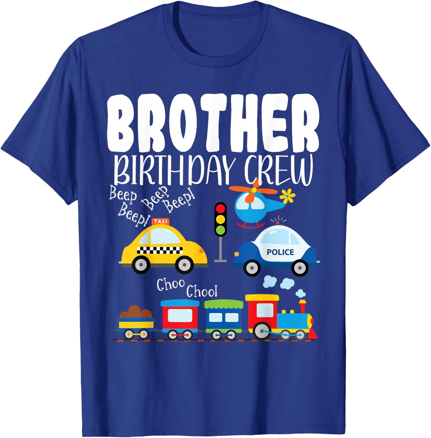 Brother Birthday Crew Trucks Train Birthday Party Toddler T-Shirt - T-Shirt | Royal