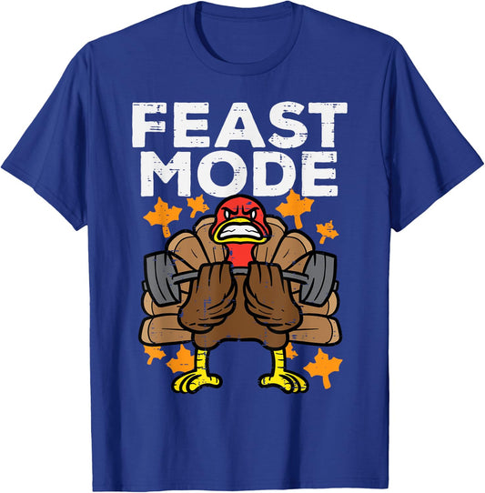 Thanksgiving Feast Turkey Barbel Mode Fall Gym Men Women Kid T-Shirt - T-Shirt | Royal