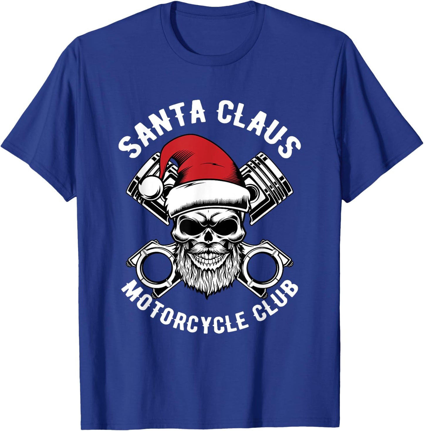 Santa Claus Motorcycle Club Christmas Pajama Cool Xmas Biker T-Shirt - T-Shirt | Royal