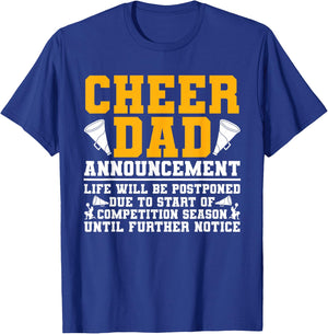 Cheerleading Papa Funny Cheer Dad Announcement T-Shirt - T-Shirt | Royal