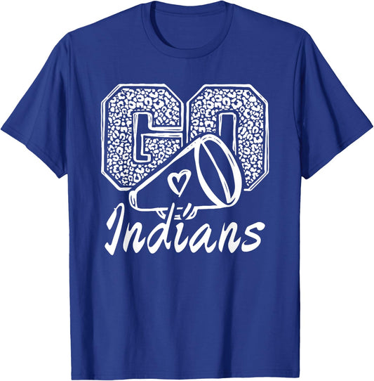 Go Cheer Indians Sports Name Gifts Men Women Boy Girl T-Shirt - T-Shirt | Royal