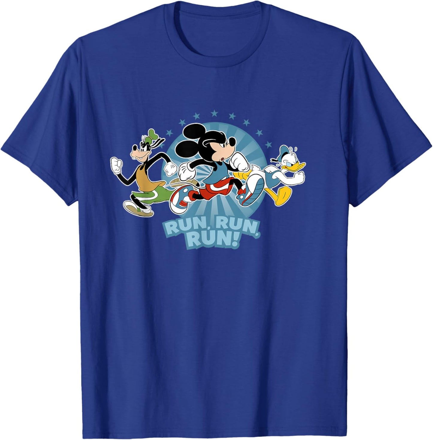 Disney Mickey Goofy and Donald Run Run Run! Marathon Running T-Shirt - T-Shirt | Royal