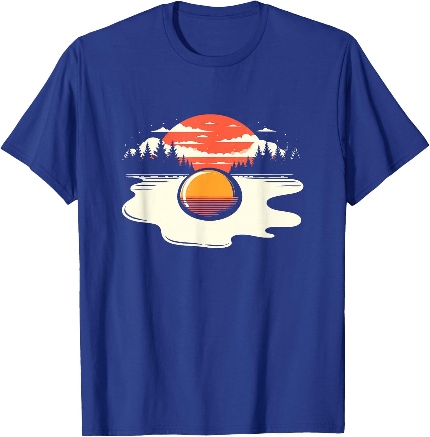 Sunny Side Up Egg Sunset - Retro Nature Lake Sundown Lover T-Shirt - T-Shirt | Royal