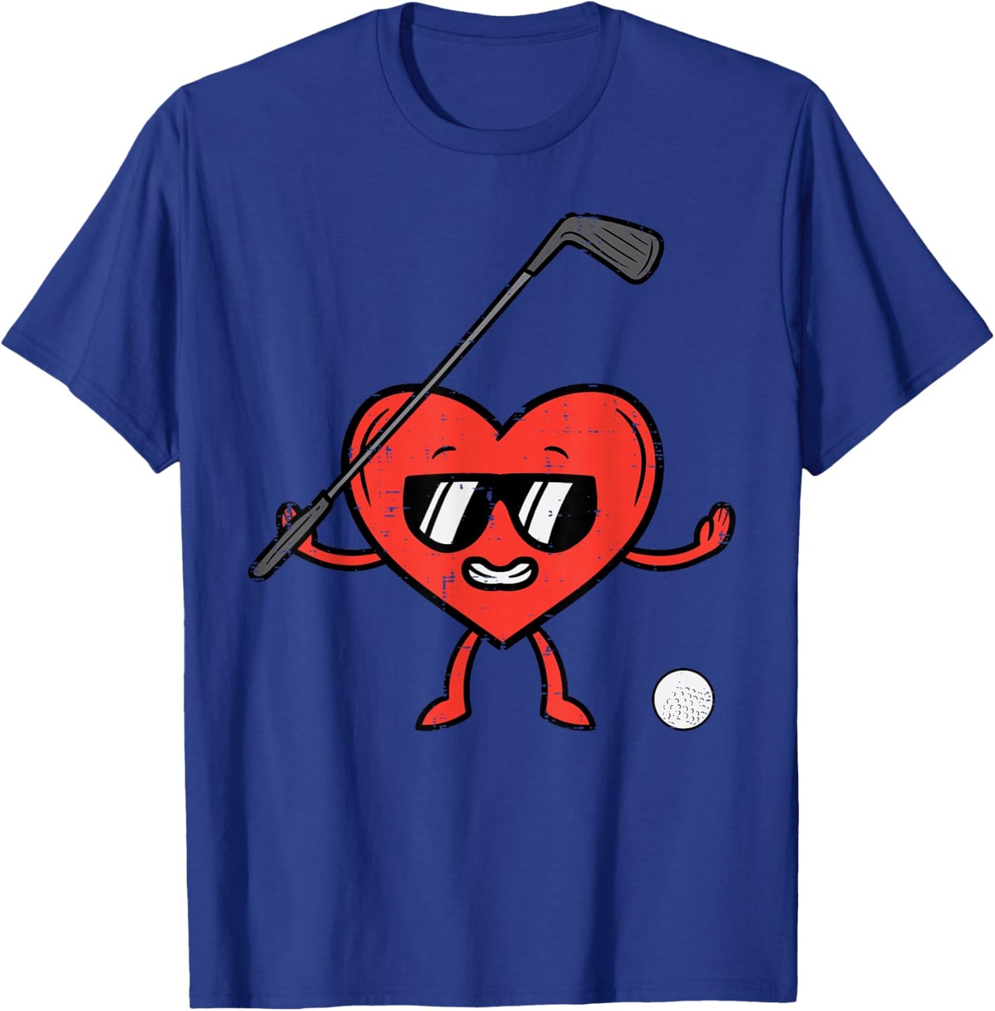 Valentines Day Heart Golf Funny Golfing Golfer Dad Men Boys T-Shirt - T-Shirt | Royal