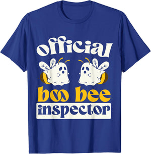 Official Boo Bee Inspector Halloween Humor Funny Ghost T-Shirt - T-Shirt | Royal