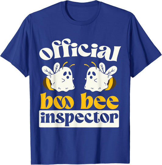 Official Boo Bee Inspector Halloween Humor Funny Ghost T-Shirt - T-Shirt | Royal
