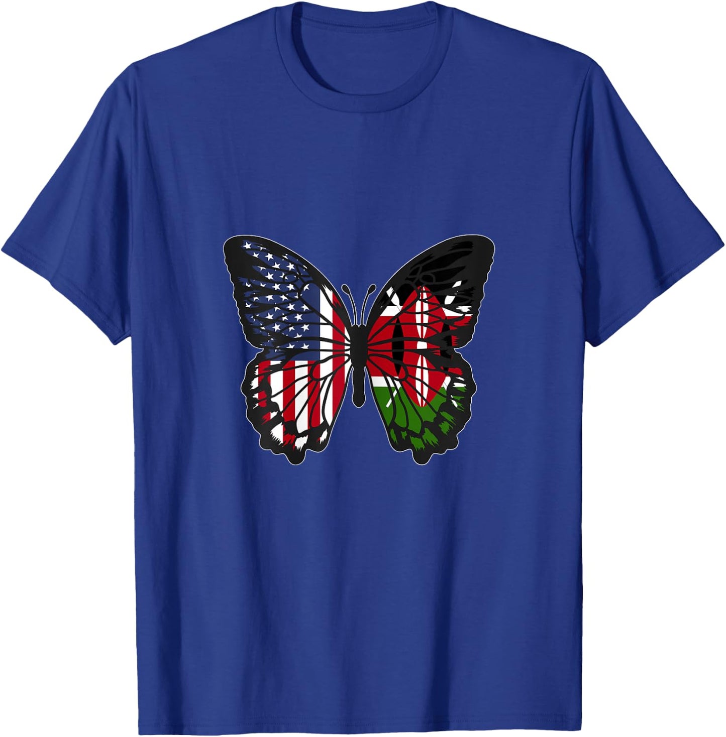 Kenyan Roots USA and Kenya Mix Butterfly Kenya Heritage T-Shirt - T-Shirt | Royal