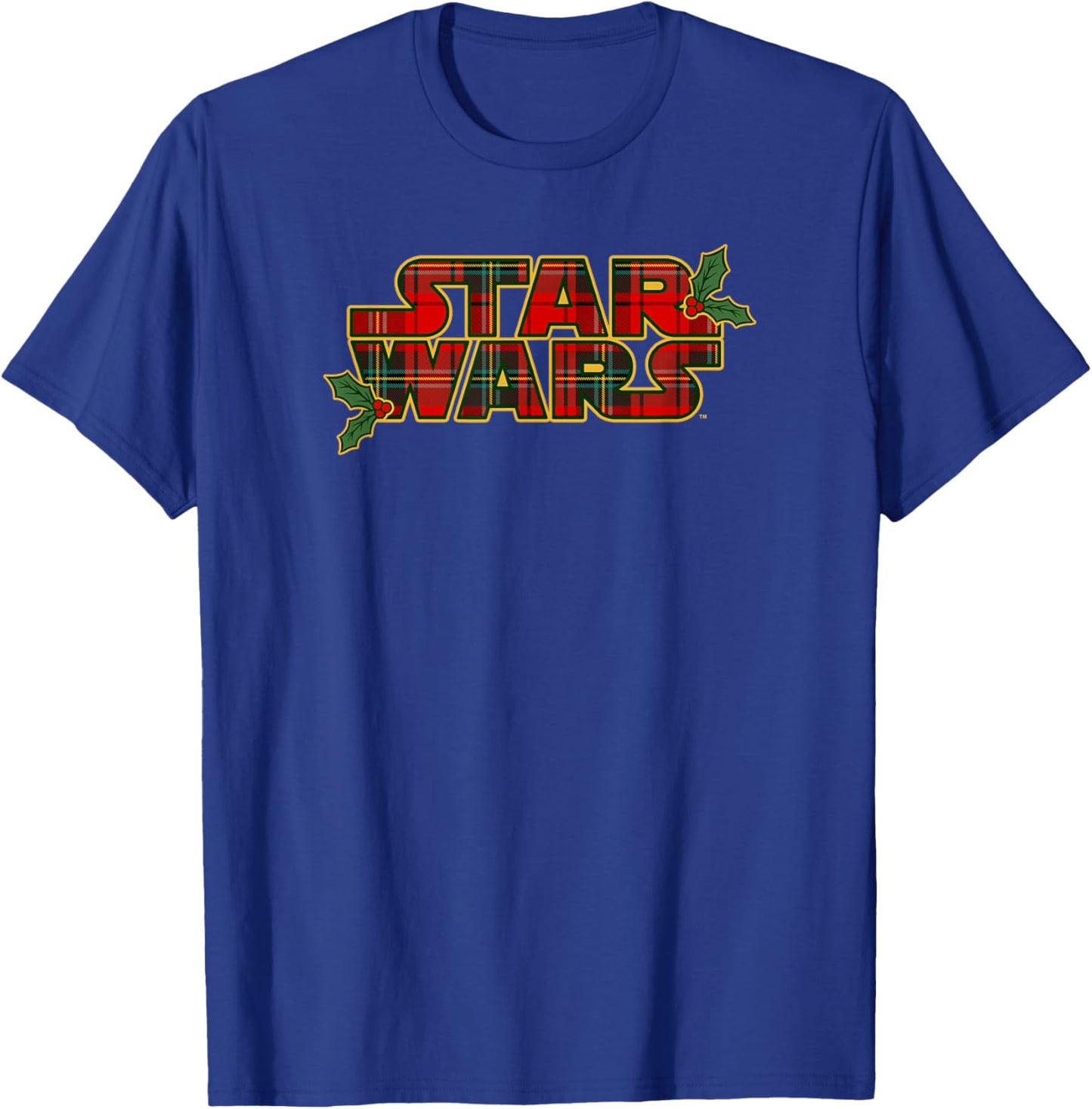Star Wars Christmas Mistletoe Tartan Pattern Logo T-Shirt - T-Shirt | Royal
