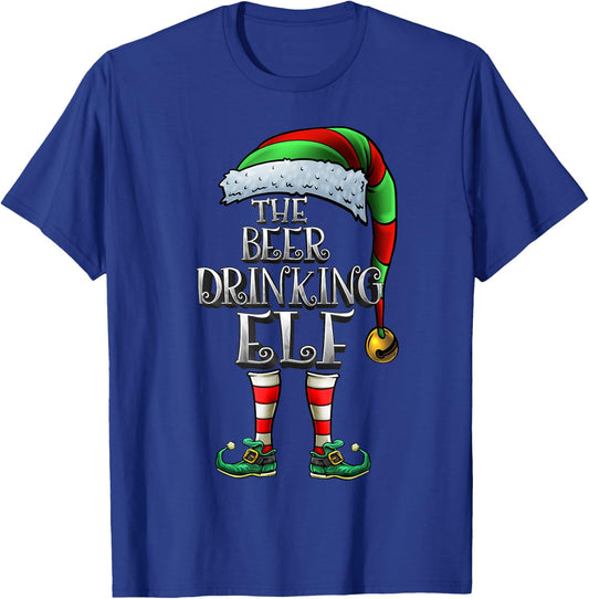 Beer Drinking Elf Shirt Matching Beer Drinking Christmas Elf T-Shirt - T-Shirt | Royal