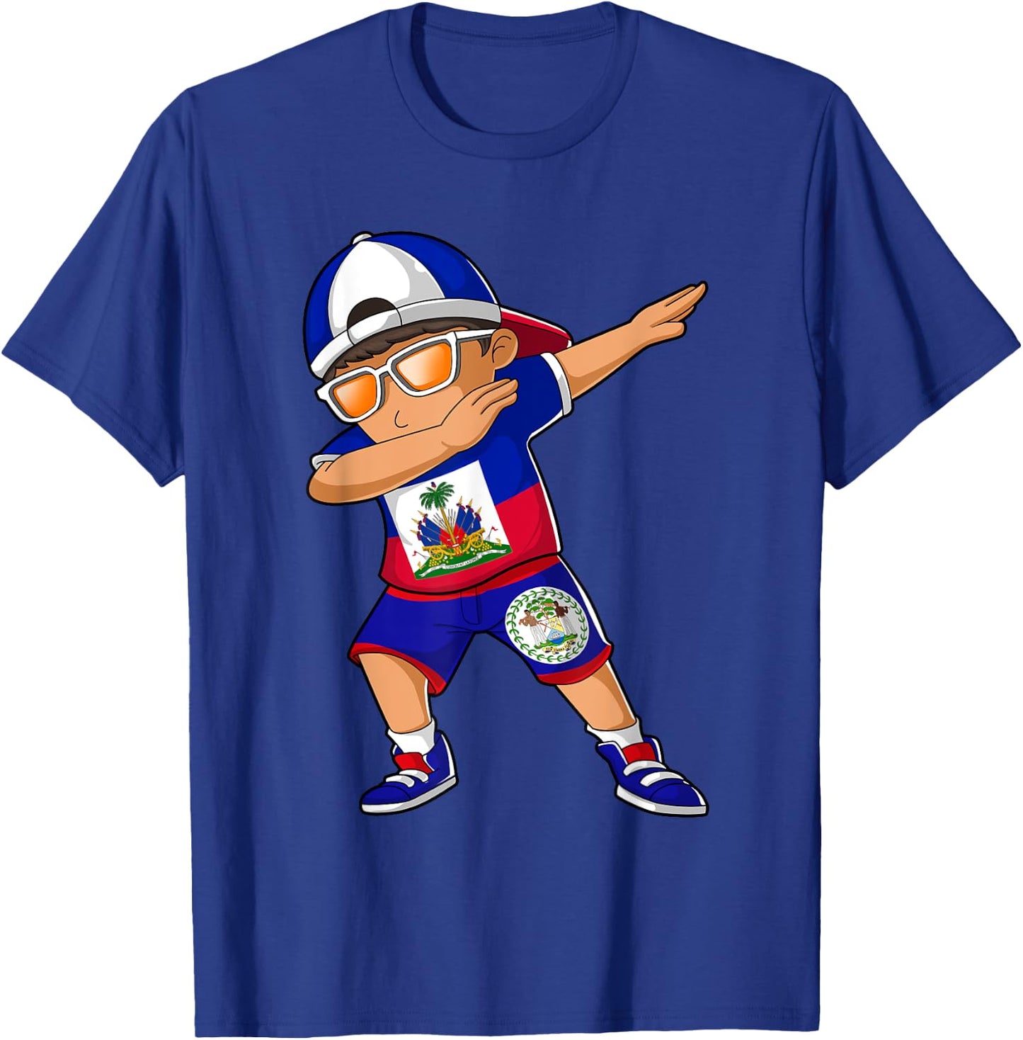 Half Haitian Half Belizean Boy Haiti Belize Flag T-Shirt - T-Shirt | Royal
