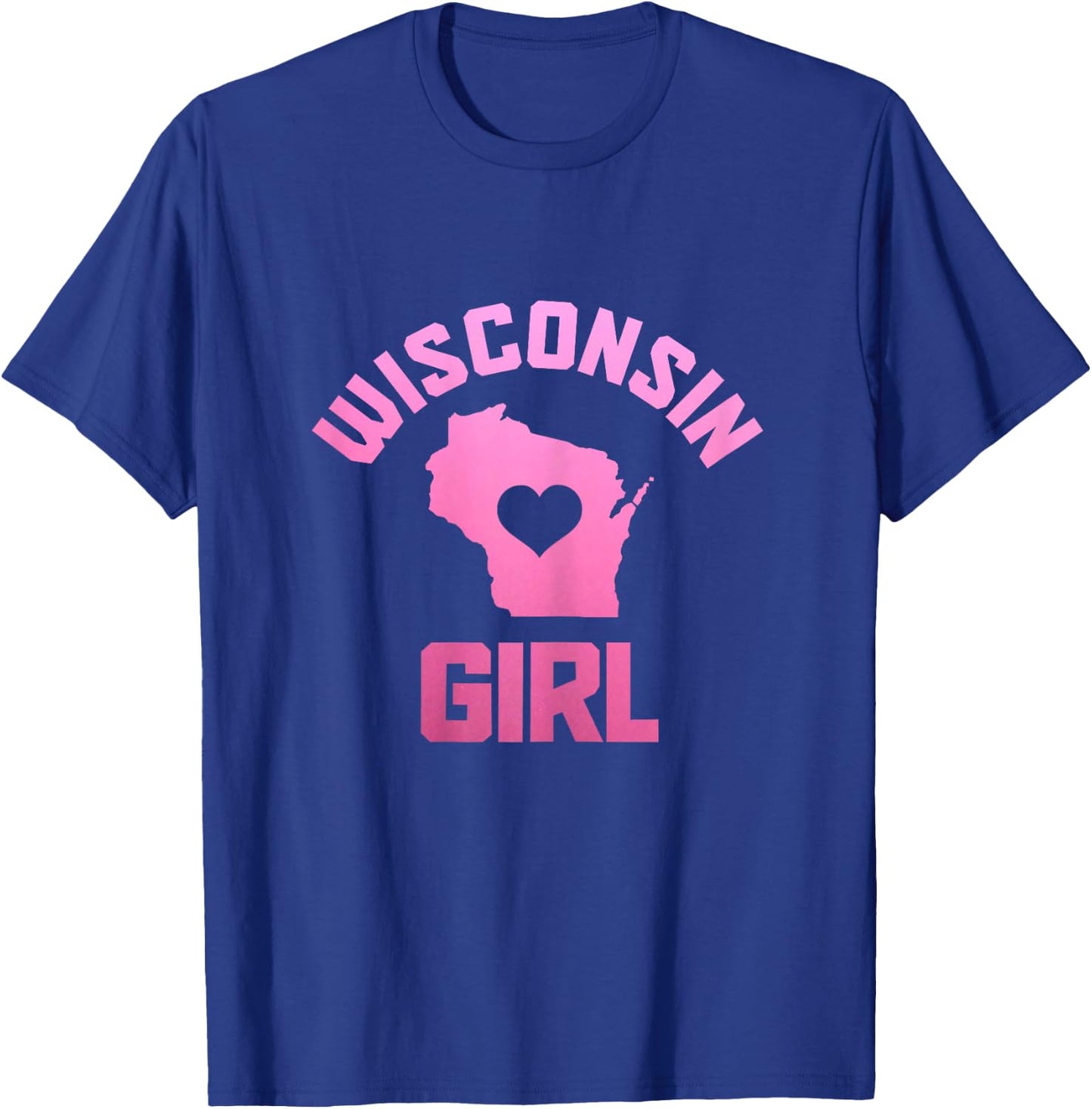 Wisconsin Girl State Map Heart Pride Vintage T-Shirt - T-Shirt | Royal