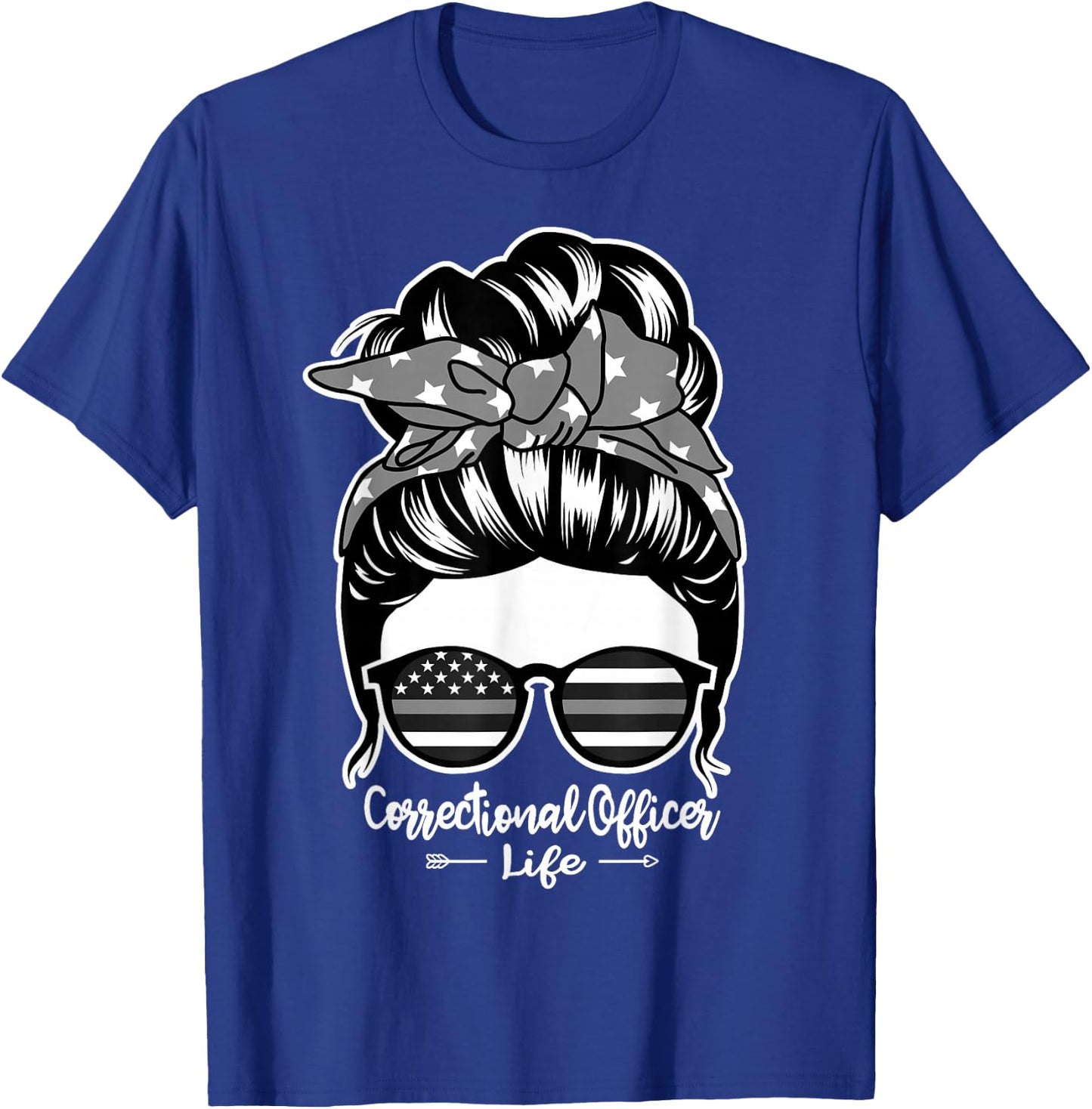 Correctional Officer Life Messy Bun Hair Women Correctional T-Shirt - T-Shirt | Royal