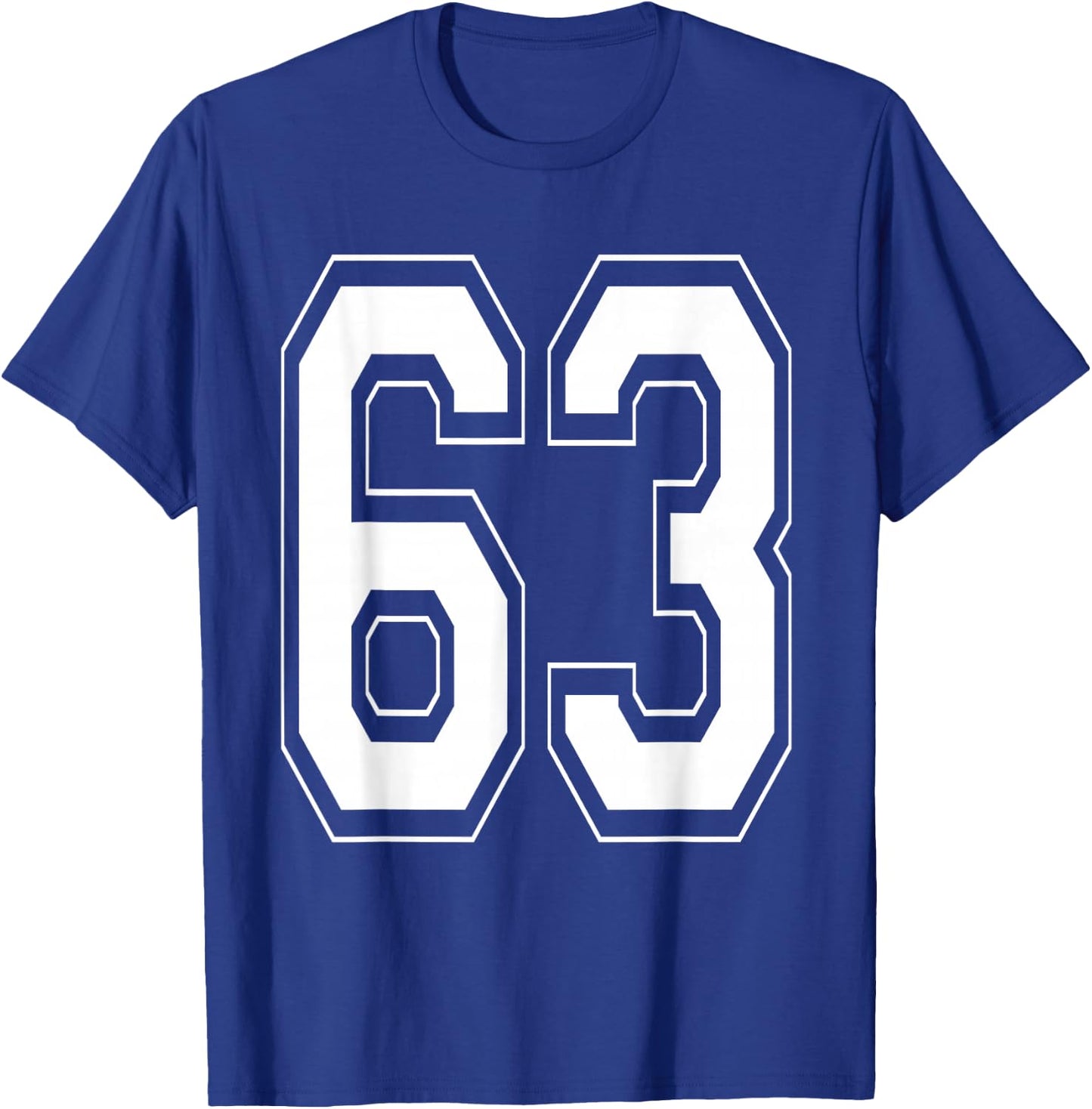 Number 63 Varsity Style Bold Sports Birthday Jersey T-Shirt - T-Shirt | Royal